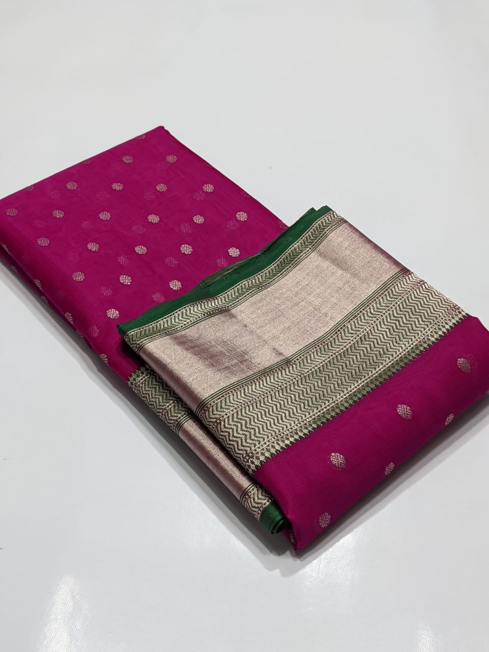 Chanderi Rani Pink Hand Border Saree
