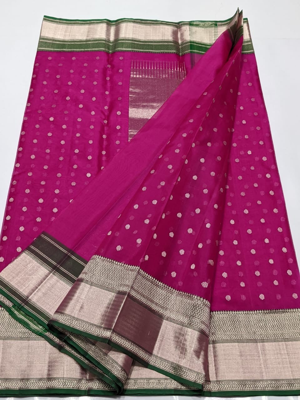 Chanderi Rani Pink Hand Border Saree