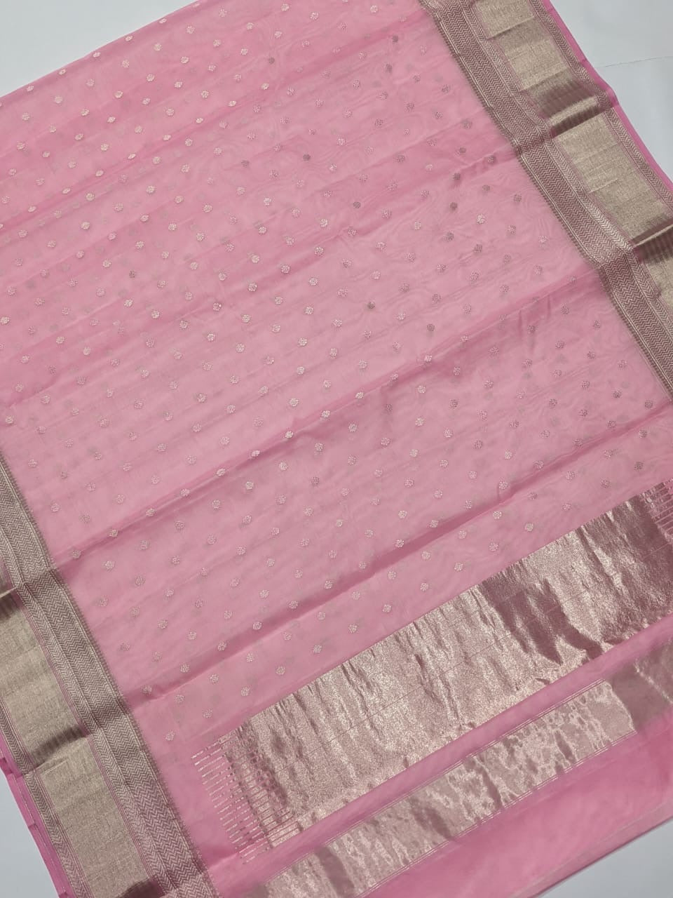 Chanderi Pink Hand Border Saree