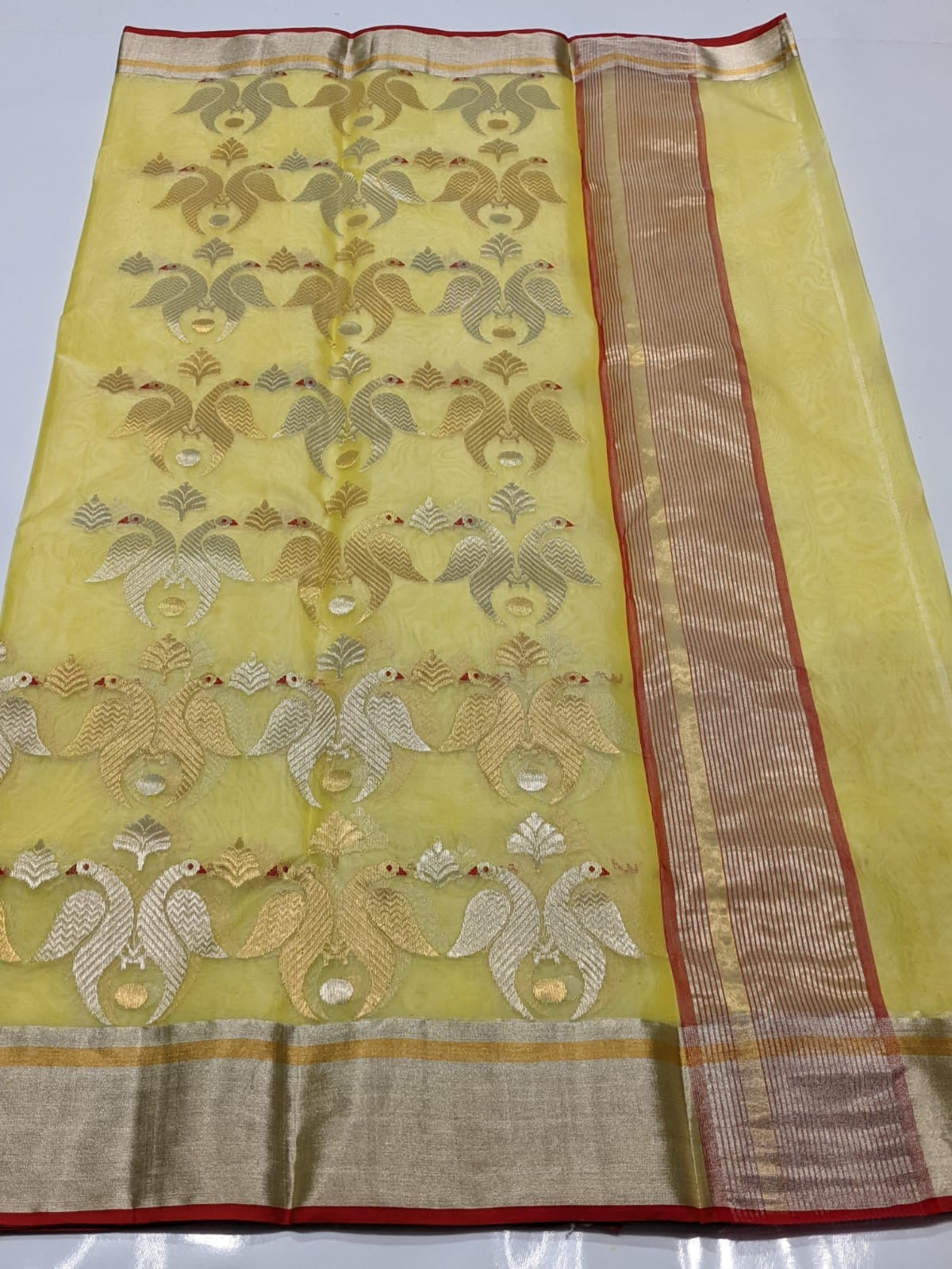 Yellow Kinar Border Zaal Chanderi Handloom Saree