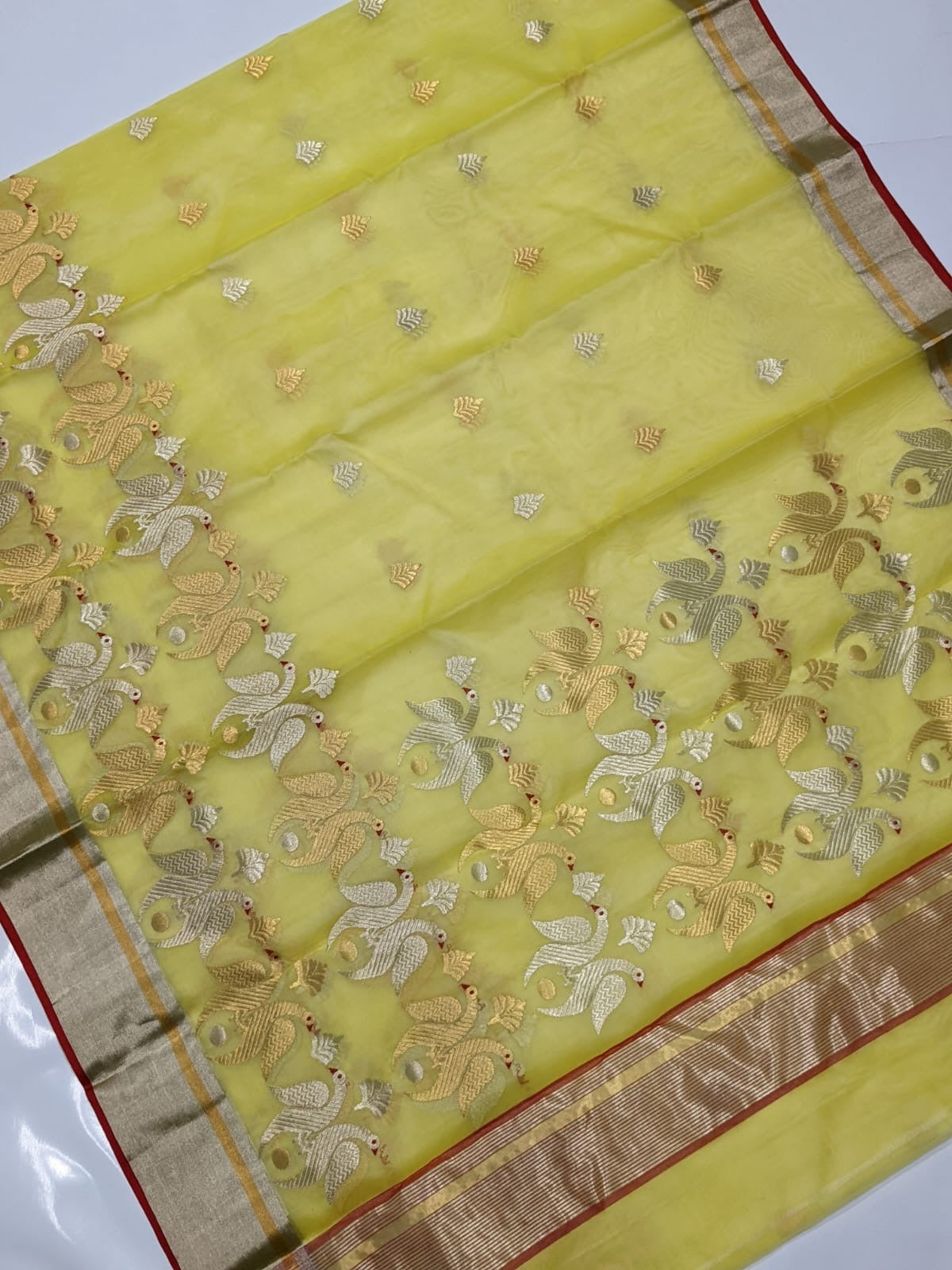 Yellow Kinar Border Zaal Chanderi Handloom Saree