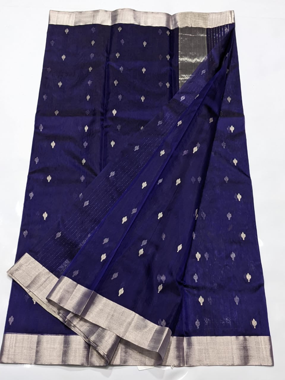Navy Blue Chanderi Handloom Saree