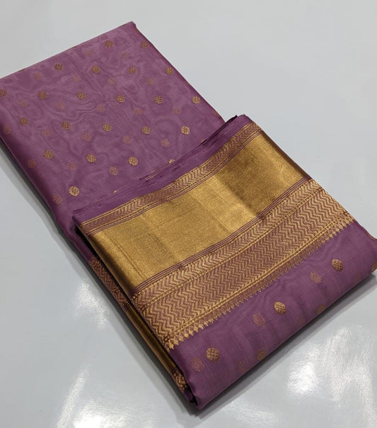 Chanderi Purple Hand Border Saree