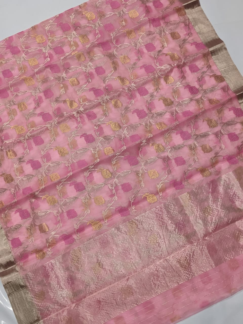 Pink All Over Zaal Chanderi Handloom Saree