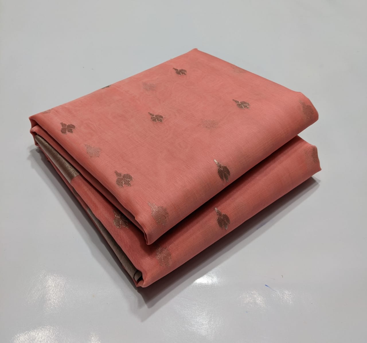 Peach Chanderi Handloom Saree