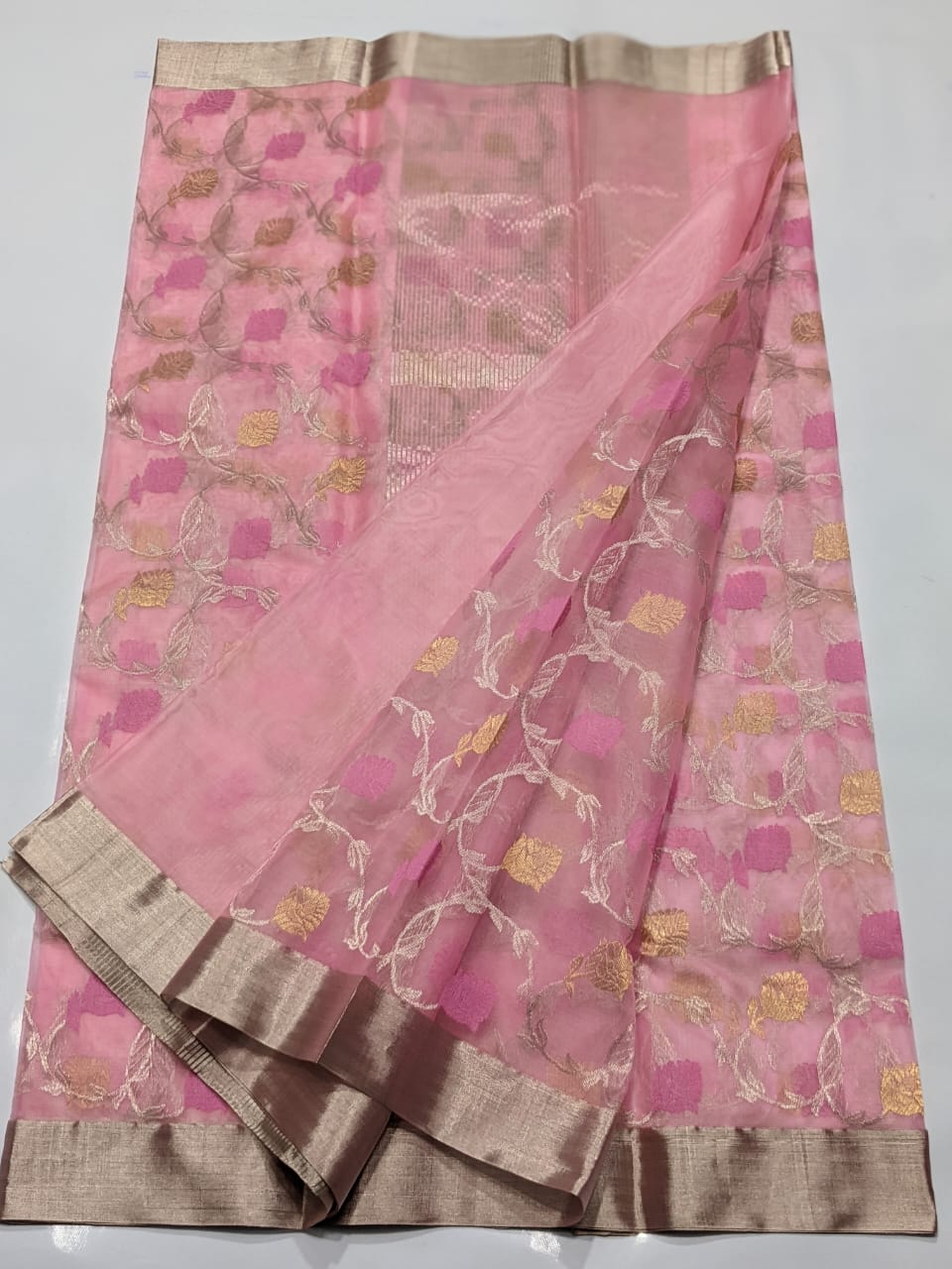 Pink All Over Zaal Chanderi Handloom Saree