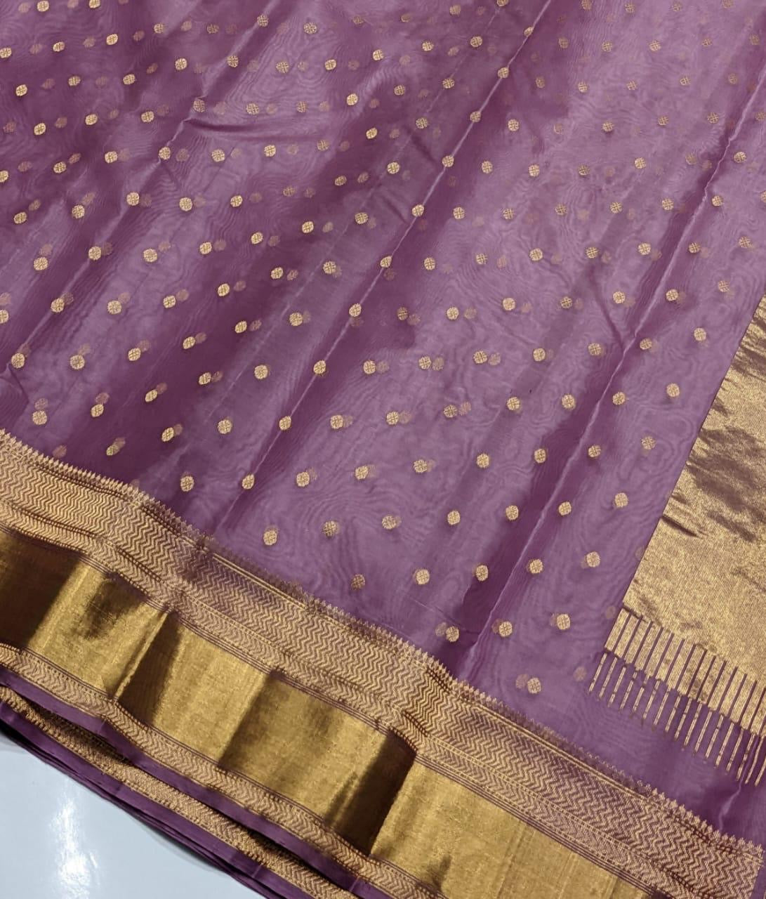 Chanderi Purple Hand Border Saree