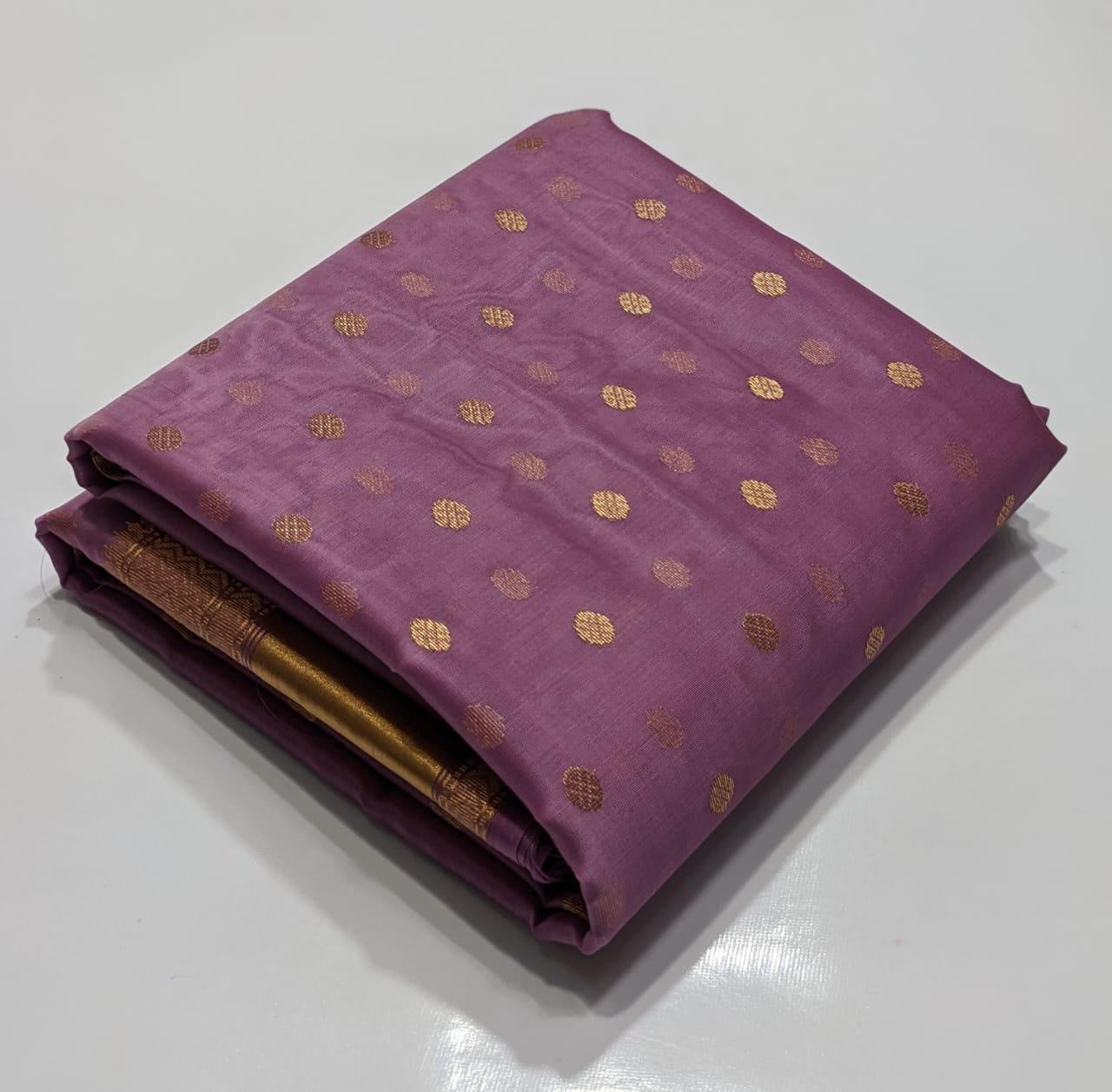 Chanderi Purple Hand Border Saree