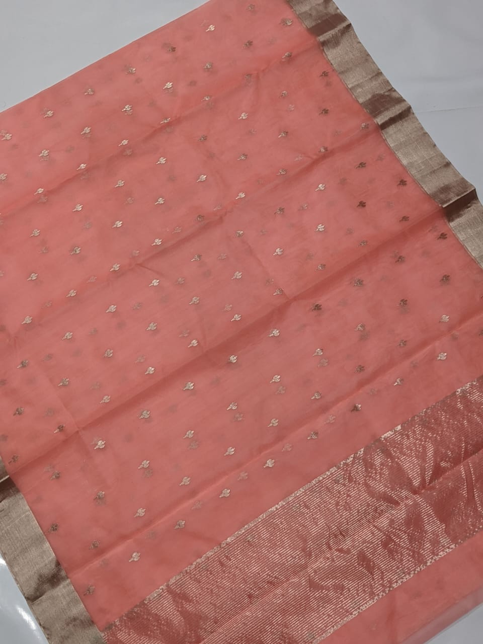 Peach Chanderi Handloom Saree