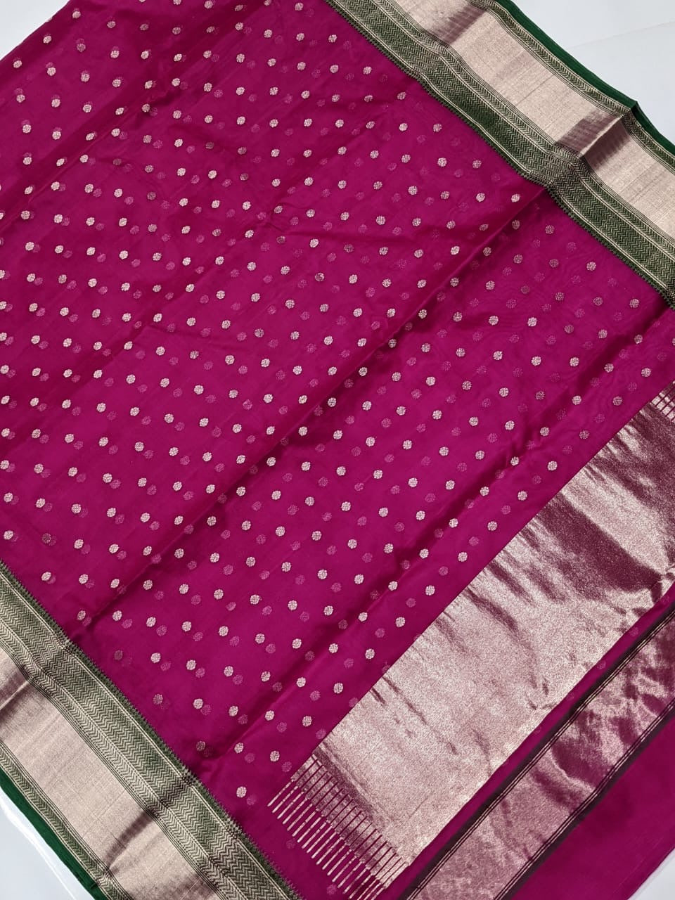 Chanderi Rani Pink Hand Border Saree