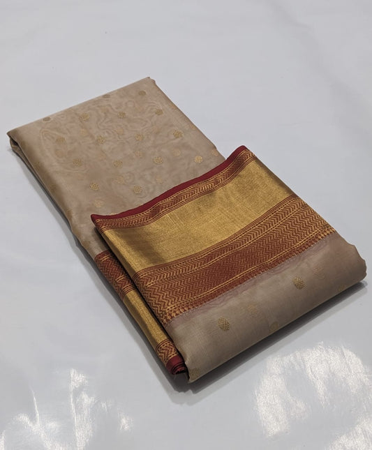 Chanderi Hand Border Beige Saree