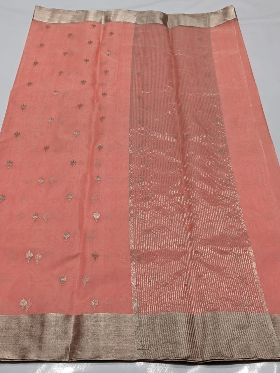 Peach Chanderi Handloom Saree