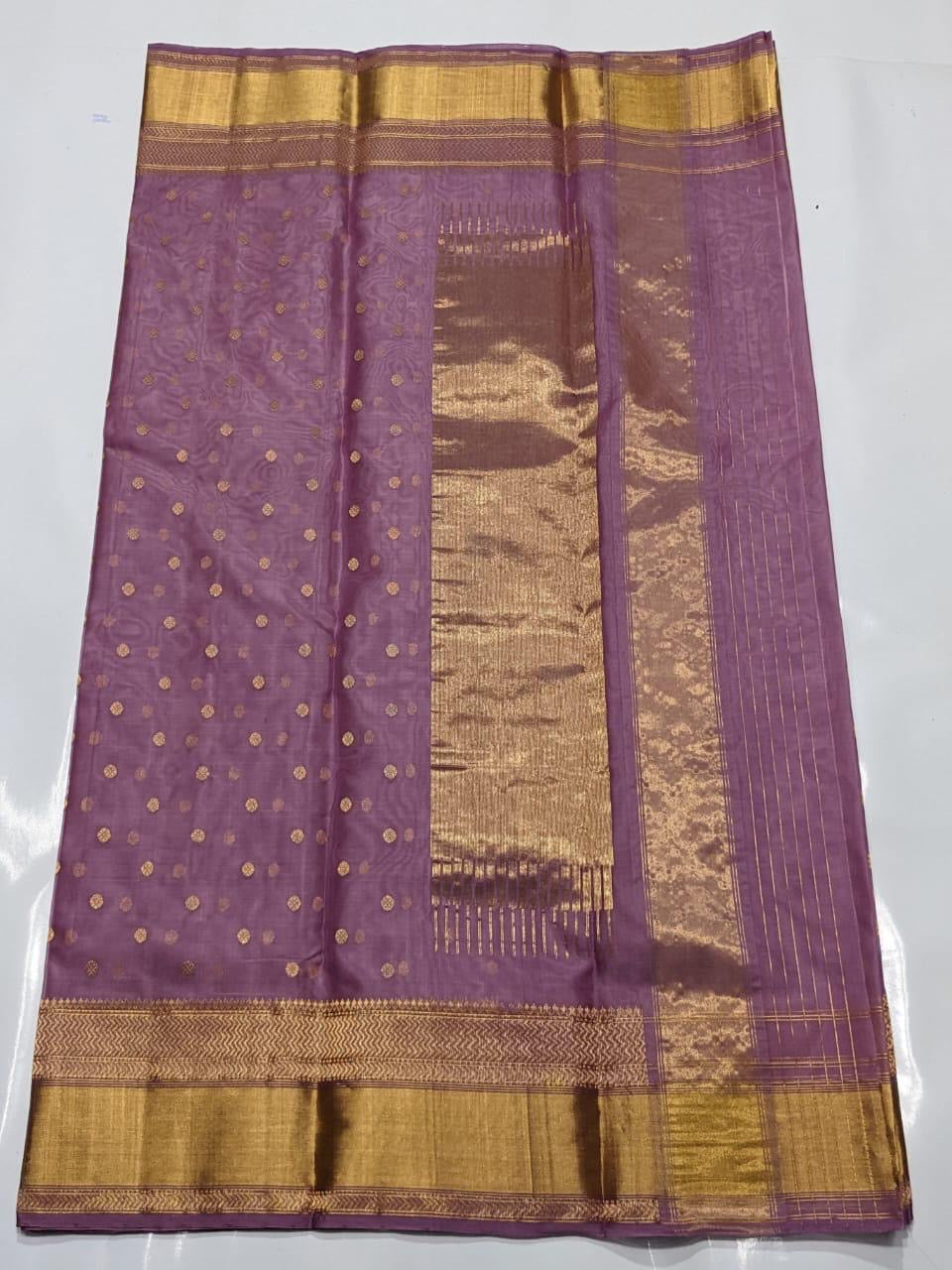 Chanderi Purple Hand Border Saree