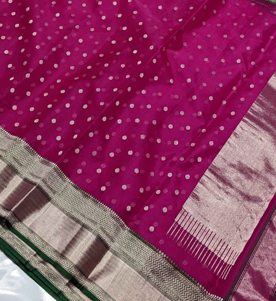 Chanderi Rani Pink Hand Border Saree