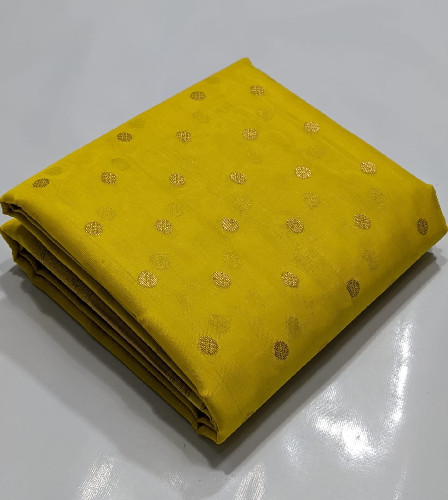 Chanderi Yellow Hand Border Saree